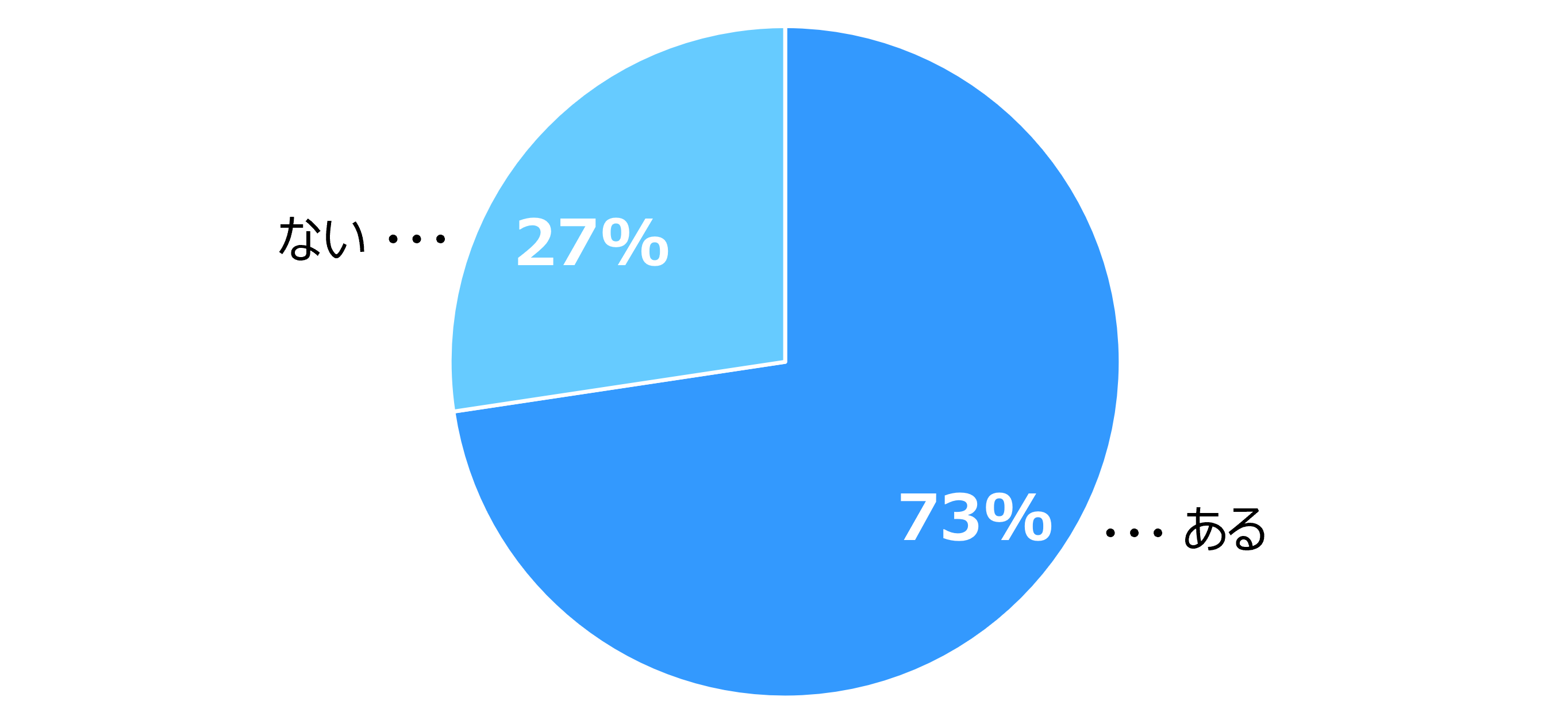 円グラフ。「ある（73%）」「ない（27%）」。