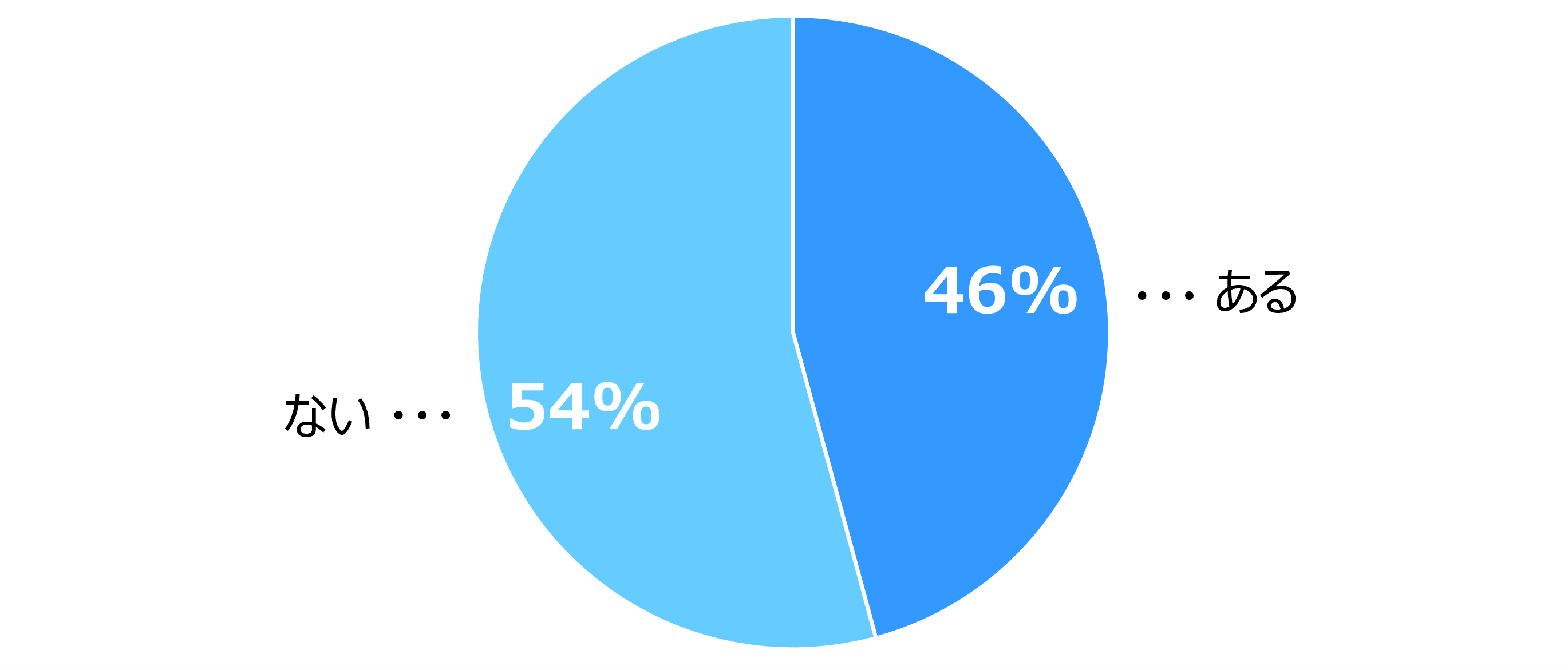 円グラフ。「ある（46%）」「ない（54%）」